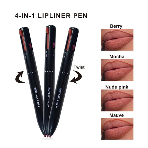 🌟4 In 1 Makeup Lipliner Pencil Waterproof Touch Up Long Lasting Easy Colour Ballpoint Pen🌟