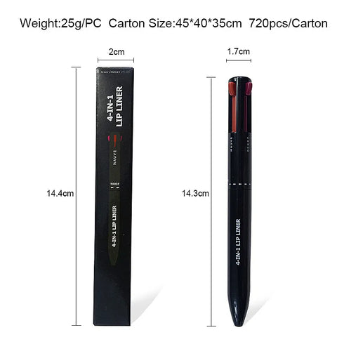 🌟4 In 1 Makeup Lipliner Pencil Waterproof Touch Up Long Lasting Easy Colour Ballpoint Pen🌟